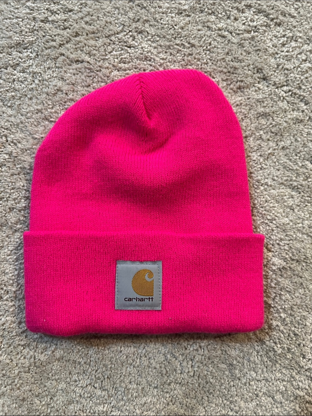 Carhartt Kids Beanie Hat - Hot Pink with Carhartt Patch